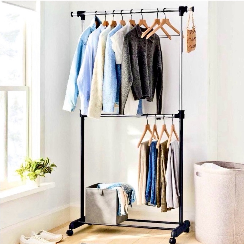 Whitmor™ Adjustable Rod Rolling Garment Rack - Picture 3 of 7